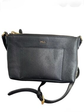 RLL Ralph Lauren Faux Leather Black Crossbody Bag Purse